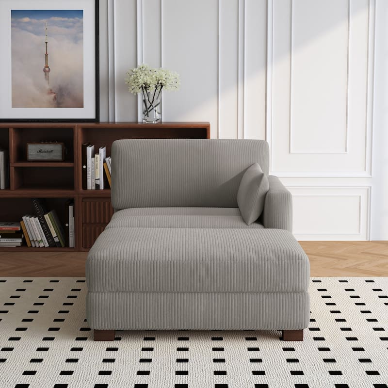 Modern 43'' Corduroy Comfy Sectional Chaise Lounge with Pillow