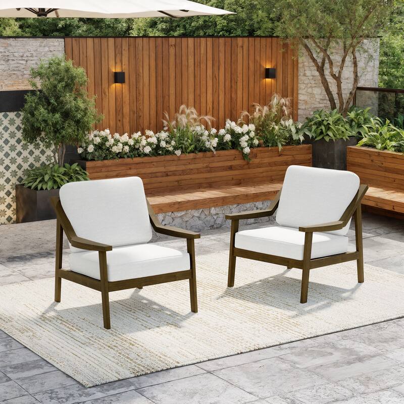Solid Wood Outdoor Arm Chair Loveseat with Cushion