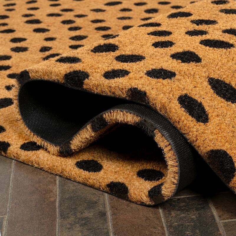Daphne Modern Classic Animal-Spot Bordered Coir Indoor/Outdoor Area Rug