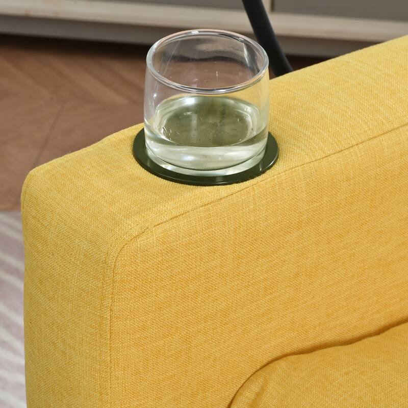 Polyester Recliner Chair with Phone Holder and Cup Holder, 3-Position Recline, 220lb Capacity