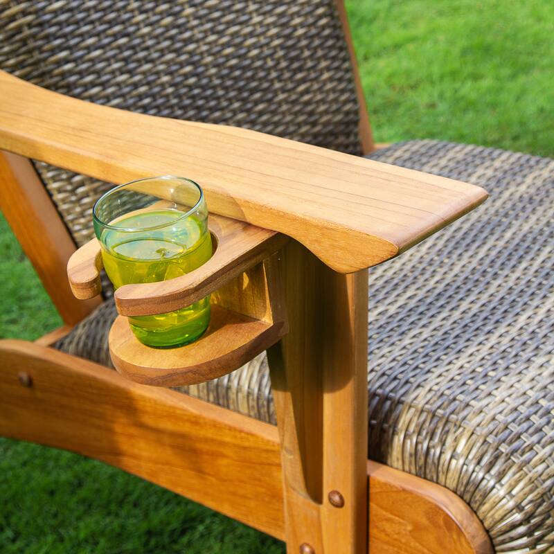 Cambridge Casual Camden Teak Patio Adirondack Chair Set with Padded Woven Seat - FREE Patio Cover