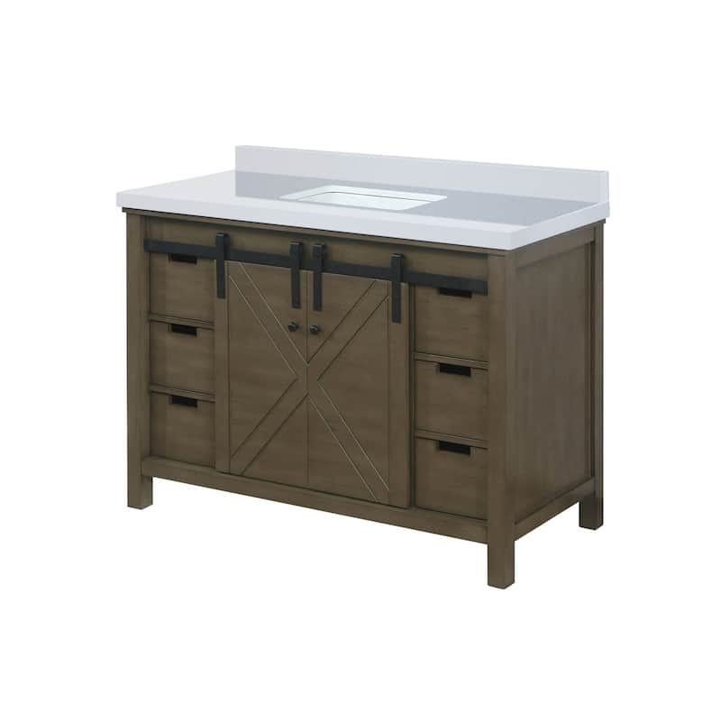 Marsyas 48 in W x 22 in D Dark Grey Bath Vanity and Carrara Marble Countertop