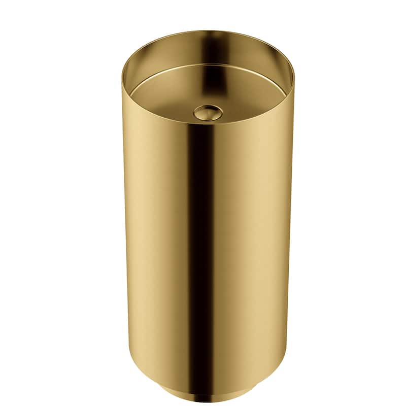 Karran Cinox Stainless Steel Round Pedestal Sink - Gold