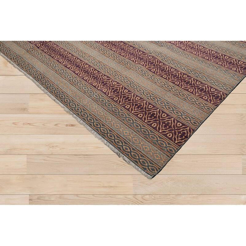 Gray 100% Wool Oriental Rug, Hand Knotted in Transitional Style - 8' x 10'
