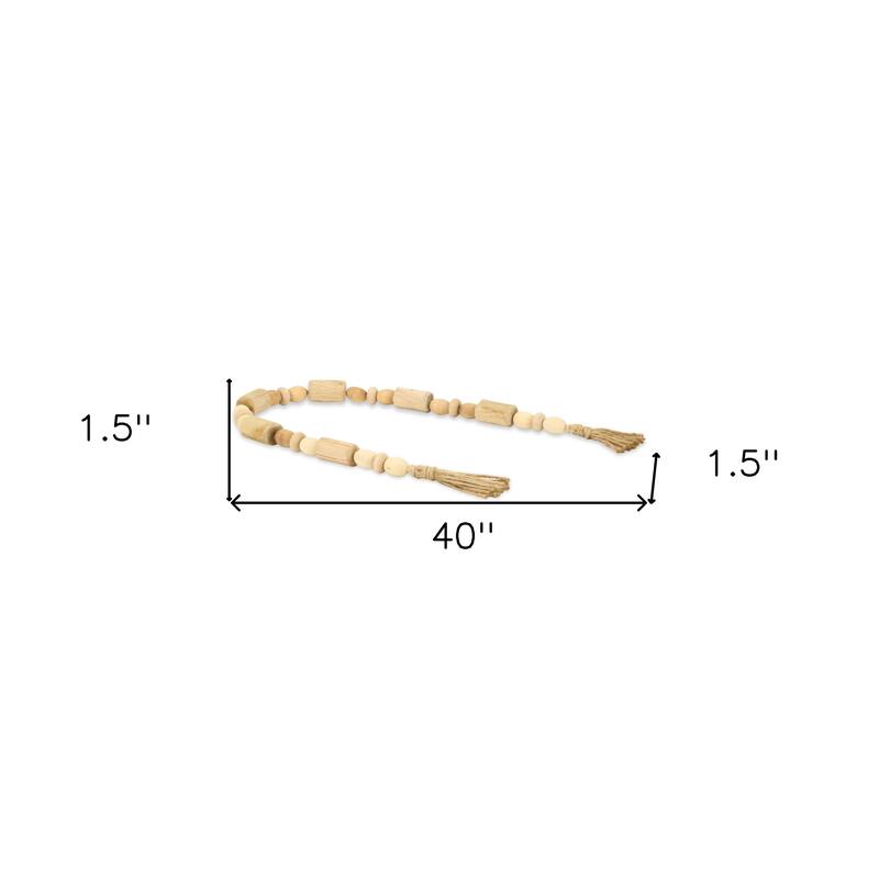 HomeRoots 40" Brown Wood Beads And Rope Decorative Tassel - 40' X '1.5' X '1.5