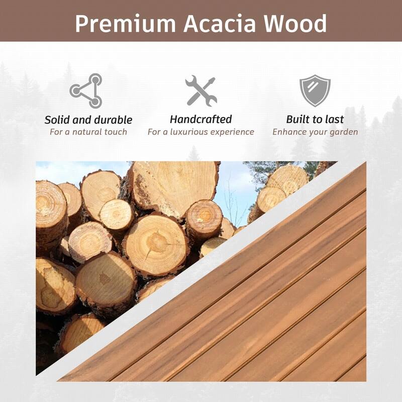 5-Person Outdoor Sofa Set with Acacia Wood Armrests and Removable Cushions