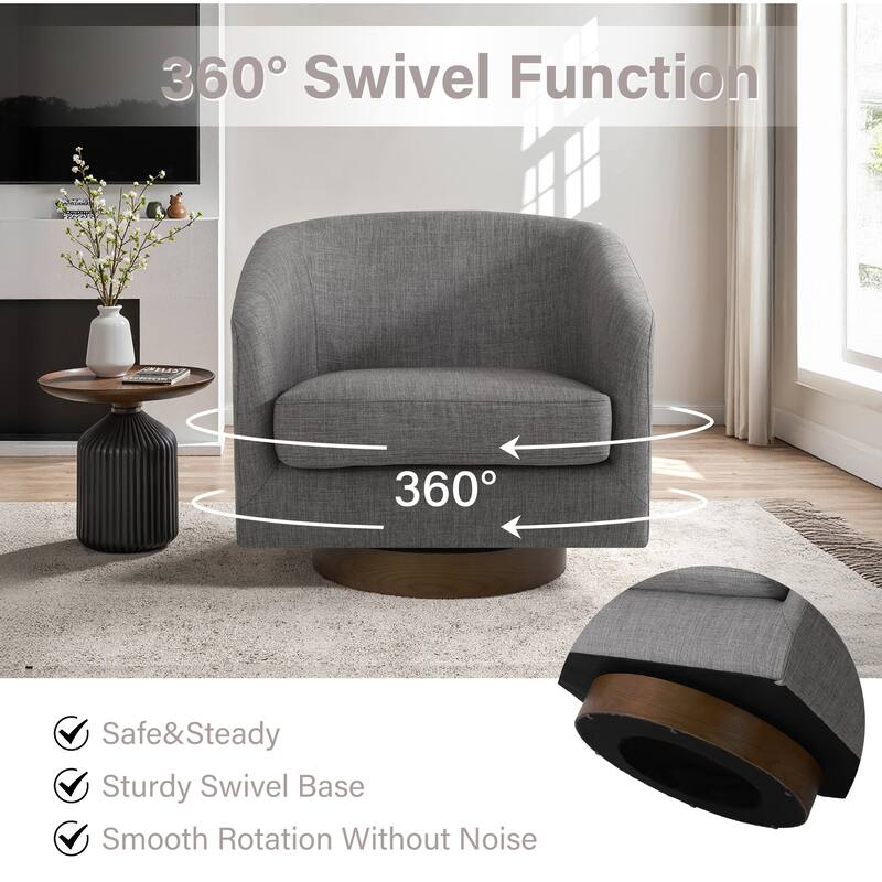 31.1'' W Modern Barrel Swivel Accent Chair