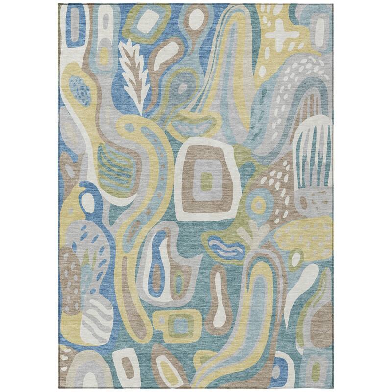 Machine Washable Indoor/ Outdoor Modern Picasy Chantille Rug