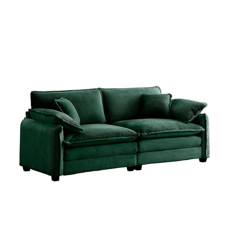 Oversize Loveseat, 81'' 2 Seater Corduroy Couch with 4 Pillows and Removable Armrests, Modern Love Seat for Living Room, Office
