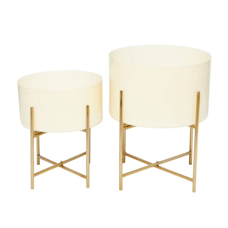 Iron Contemporary Planter (Set of 2) - S/2 12", 16"H