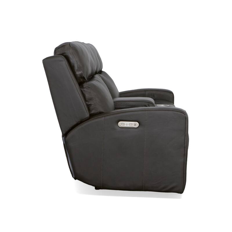 Cody Shadow Power Reclining Loveseat with Console & Power Headrests by Flexsteel - 75" x 41" x 40"