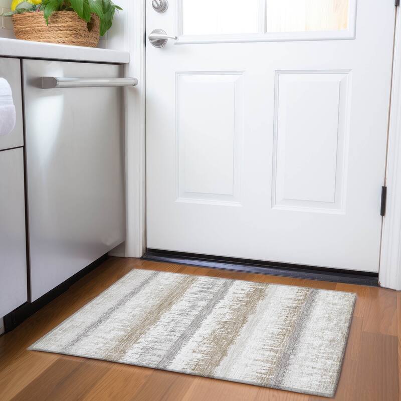 Premium Washable Super Soft Modern Ombre Stripe Mayfield Rug - Ivory - 1'8" x 2'6"