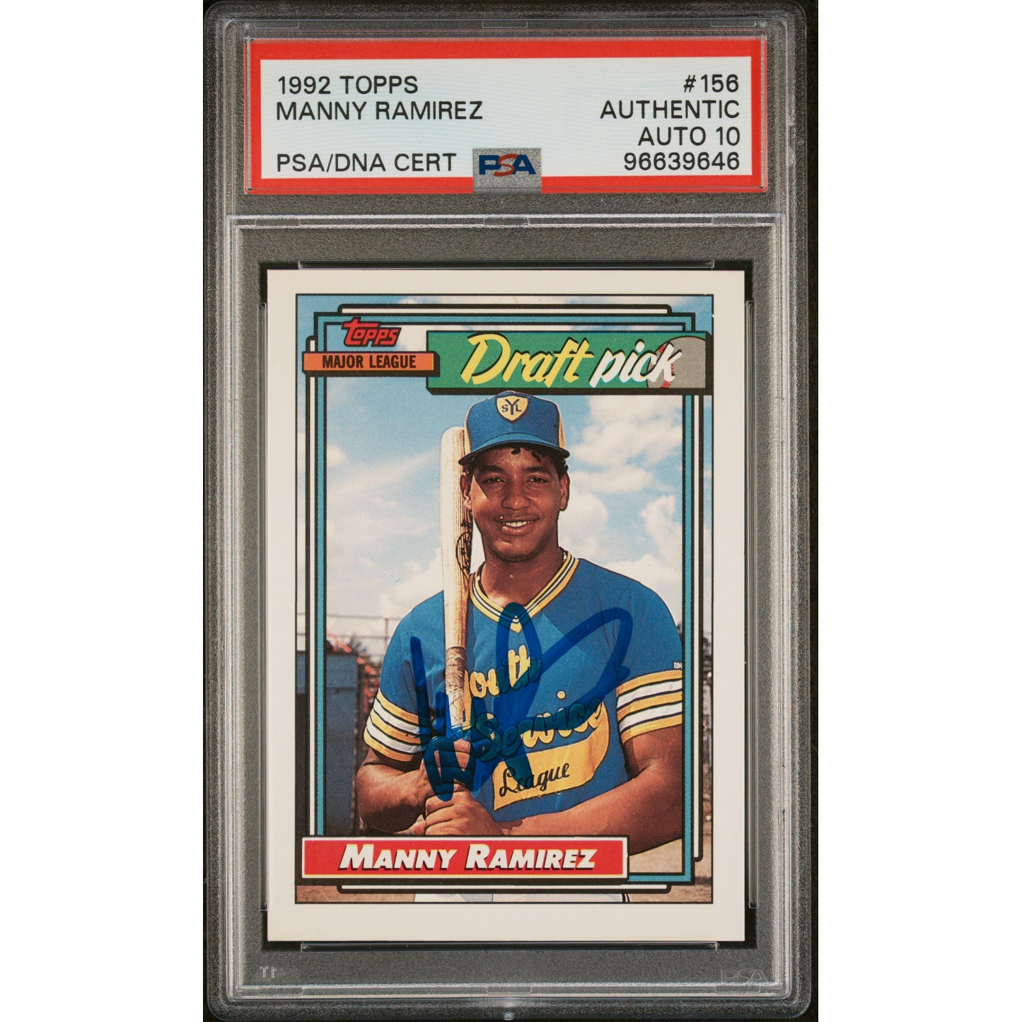 Manny Ramirez 1992 Topps Signed Baseball Rookie Card #156 Auto