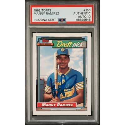Manny Ramirez 1992 Topps Signed Baseball Rookie Card #156 Auto Graded PSA 10 - 8'6" x 11'6"