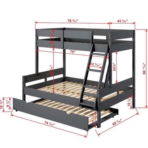 Low Board Panel Twin Over Full Dark Grey Bunkbed Bed Bath & Beyond