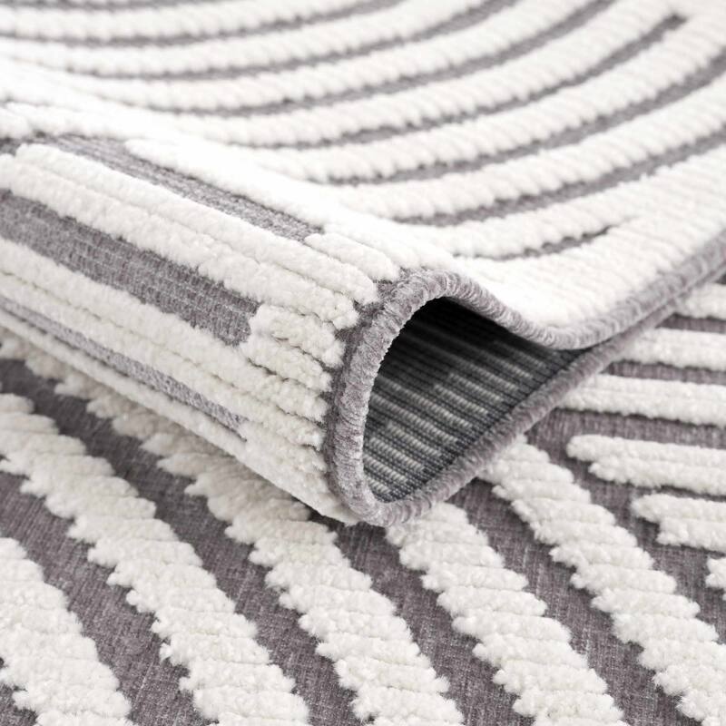 Hauteloom Deron Living Room, Bedroom Machine Washable Area Rug - White, Off White - 2' x 2'10"