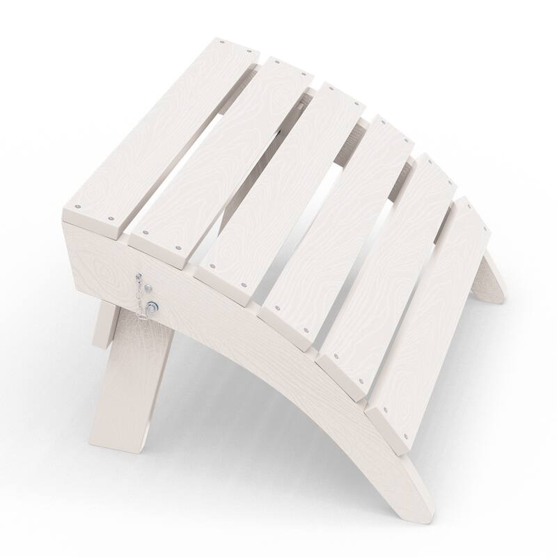 HDPE Folding Adirondack Ottoman, No-Assembly Outdoor Footrest,Fade Resistant Patio Footstool for Adirondack chair - White
