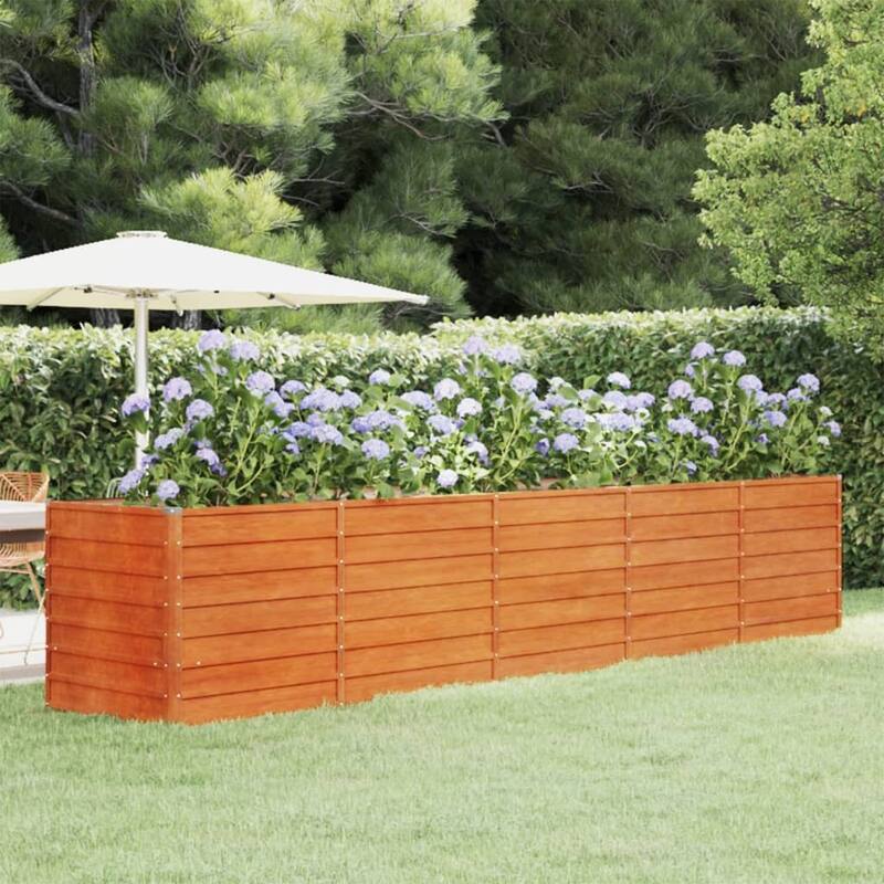 vidaXL Garden Raised Bed Outdoor Patio Backyard Planter Rusty Corten Steel - 157.5 x 31.5 x 30.3 - Rusty