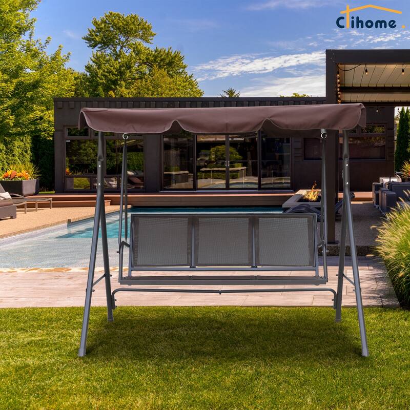 Clihome 3 Person Outdoor Textilene Porch Swing