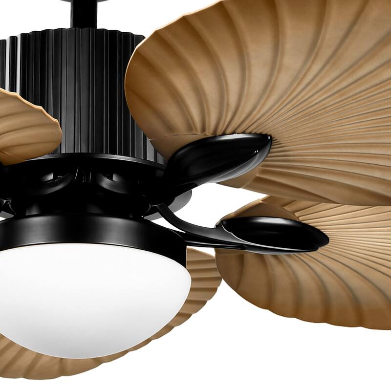 Moasis 52" Palm Leaf Ceiling Fan with Light Tropical Style with Remote