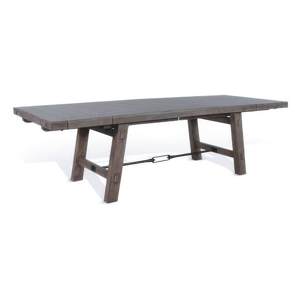 Yael Dining Table, Light Brown Mahogany Wood, Extendable 76-106 Inch