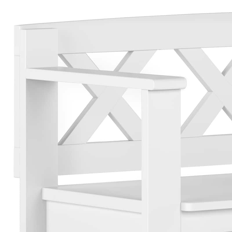 WYNDENHALL Halifax SOLID WOOD 36 inch Wide Transitional Small Entryway Storage Bench -  17"D x 36" W x 27.8"H