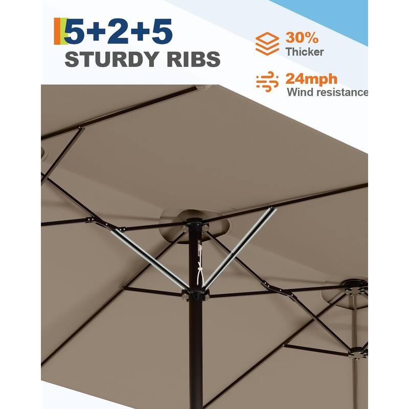 Coromose 15ft Large Patio Umbrella with Base, UV Protection, for Sun Safety