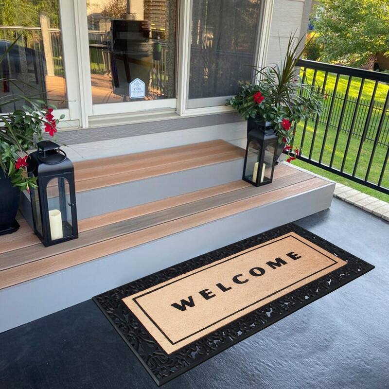 A1HC Rubber and Coir Heavy Duty, Flock Welcome Doormat, 30" X 60" Paisley