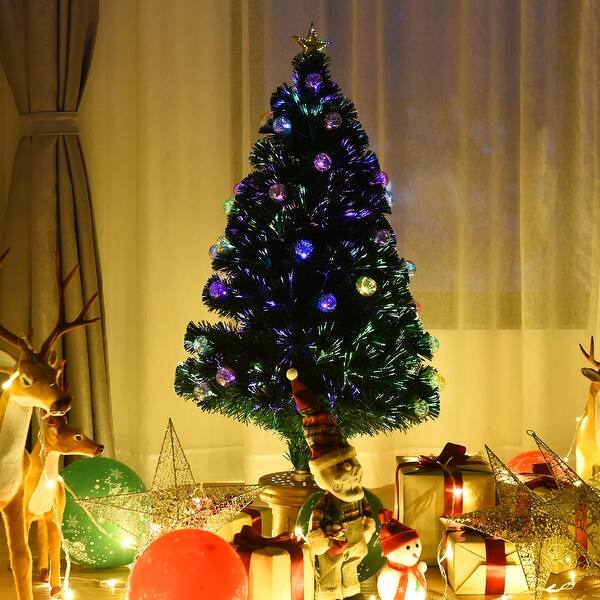Shop Gymax 4ft Pre Lit Pvc Christmas Tree Fiber Optical Firework