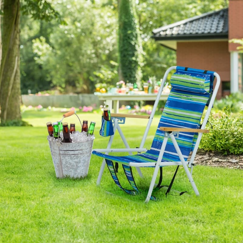 23 x 21.7 x 31.5 in. Folding Beach Chair with Headrest Cup - 23 x 21.7 x 31.5 in.