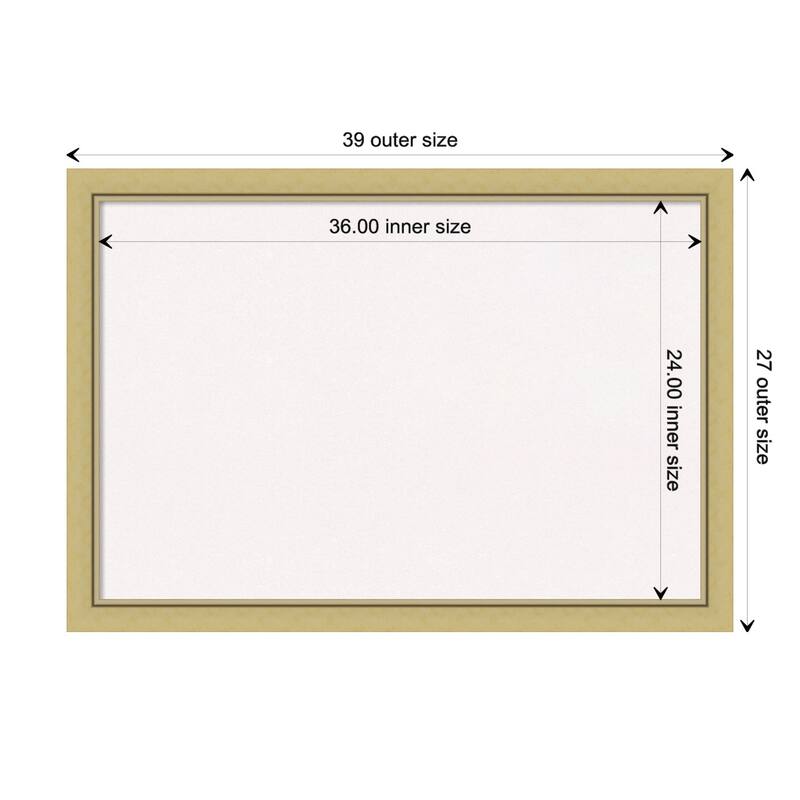 Landon Gold Narrow Framed White Corkboard Bulletin Board - Board Size 36x24