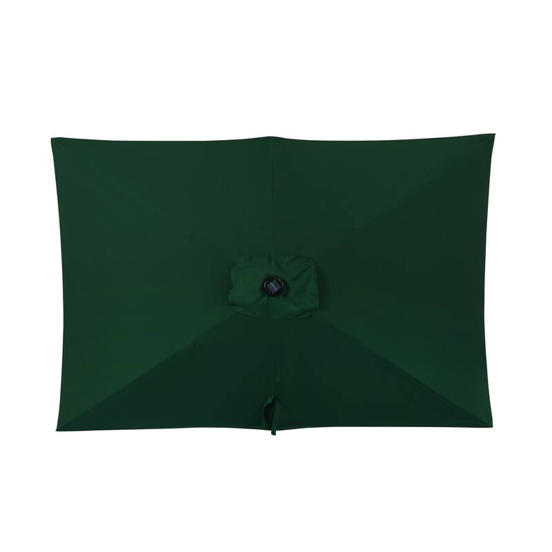 Island Umbrella Nassau 6.5-ft x 10-ft Rectangular Market Umbrella with LED Bulb Lights - Breez-Tex Canopy - Hunter Green