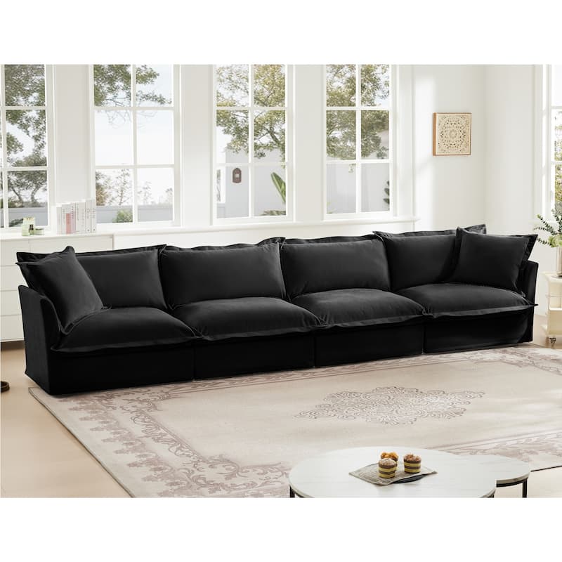 4-Seater Chenille Sofa with Removable Cover for Living Room