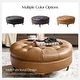 preview thumbnail 18 of 25, HULALA HOME Idalia Traditional Genuine Leather Ottoman with Caster Wheels and Solid Wood Legs