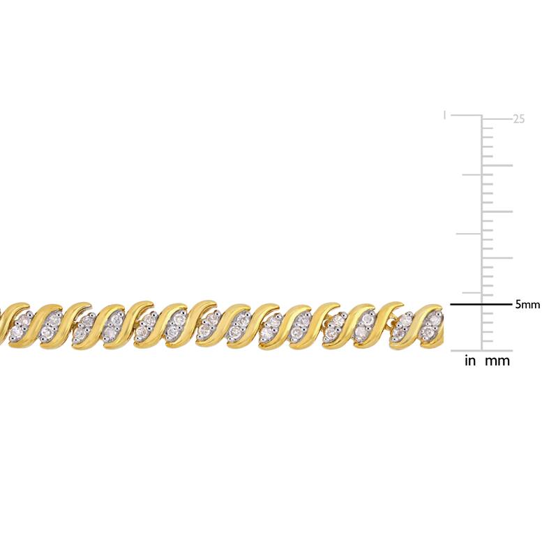 Miadora 3ct TW Diamond "S" Link Tennis Necklace Bracelet 2-Piece Set Yellow Silver - 17 + 7.5 in