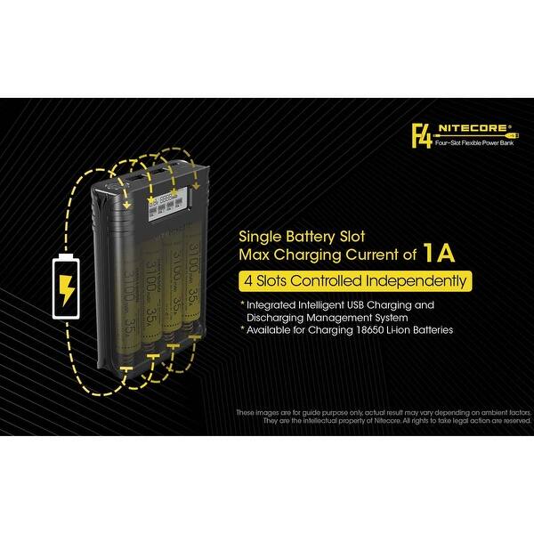 Shop Nitecore F4 4 Slot Power Bank Battery Charger For Lithium Ion 18650 Overstock 28004540