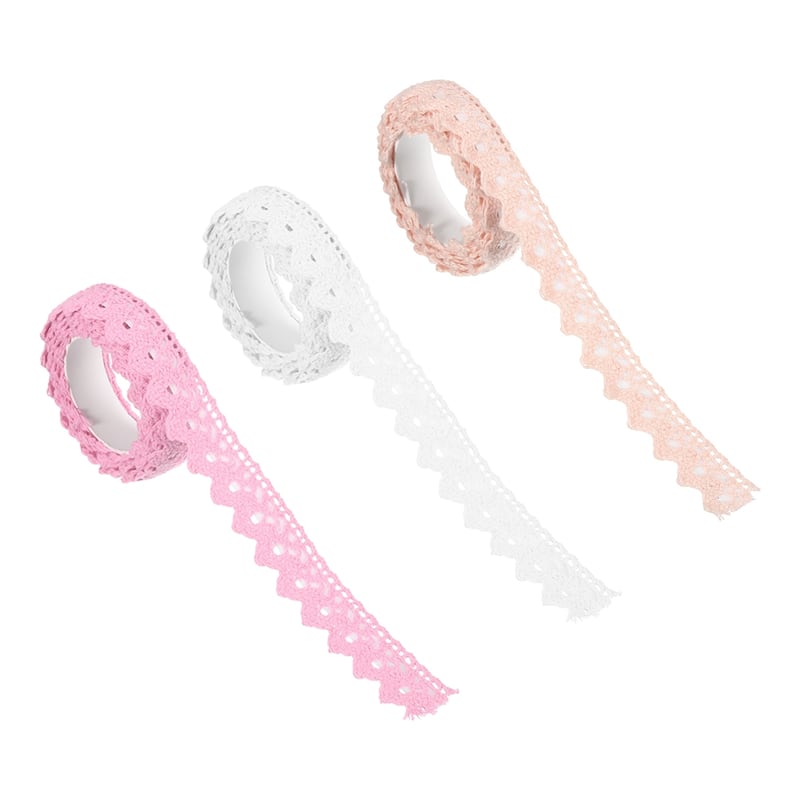 3pcs 0.6" Wide 2 Yard Self-Adhesive Lace Tape Lace Ribbon for Craft