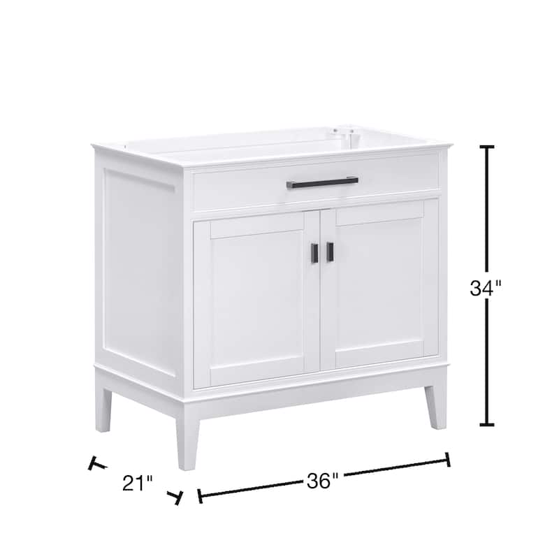 Madison 36 in. Single Bathroom Vanity in White - 36"W x 21"D
