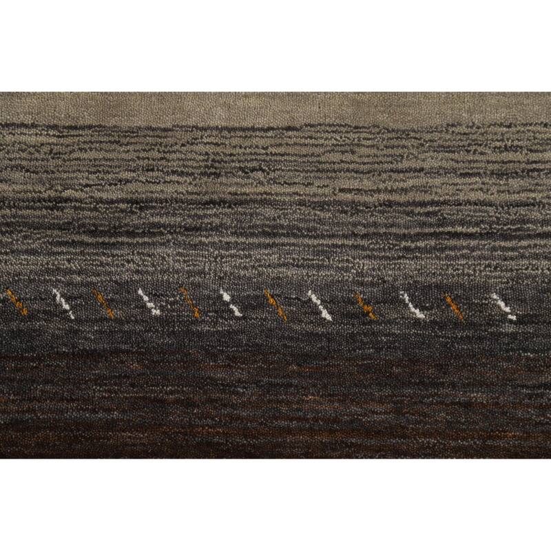 Striped Gabbeh Oriental Rug Handmade Multi-Color Wool Carpet - 4'0" x 5'9"