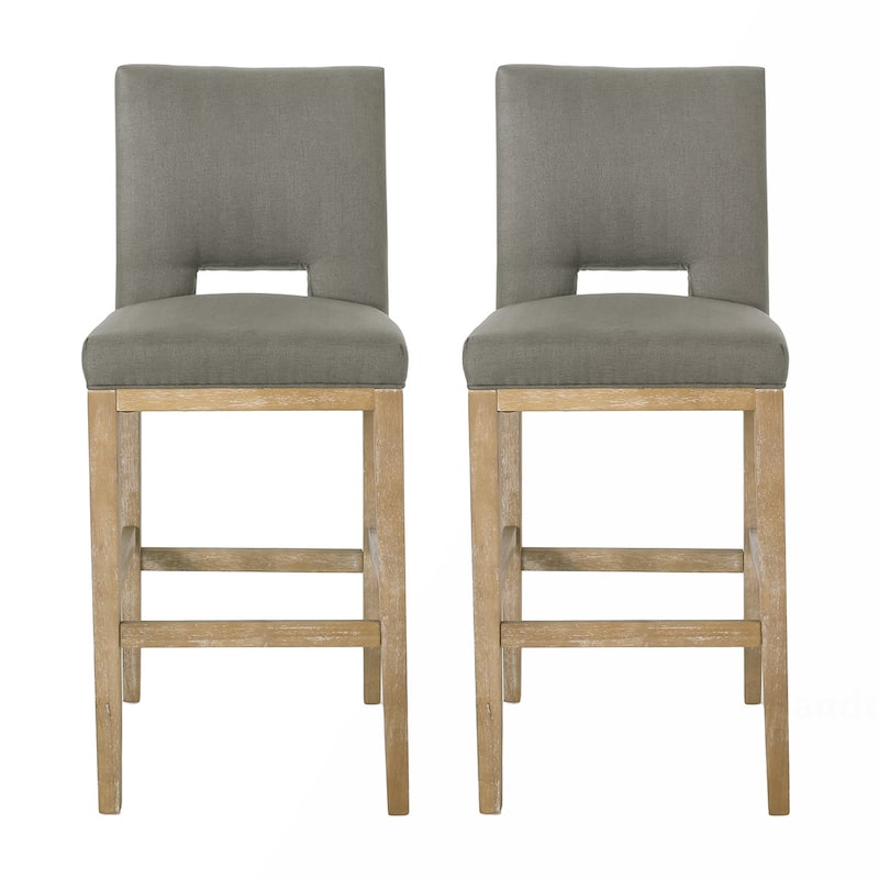 2PCS Fabric Counter Wood Frame Bar Stool