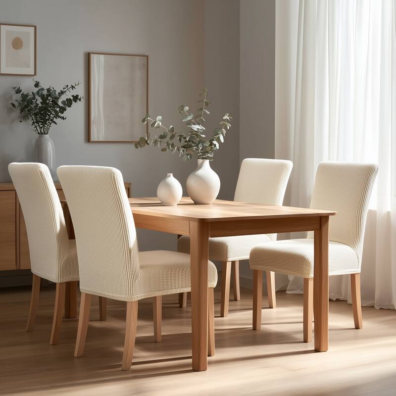 Deconovo Universal Soft Stretch Chair Slipcovers Set of 6 - Beige