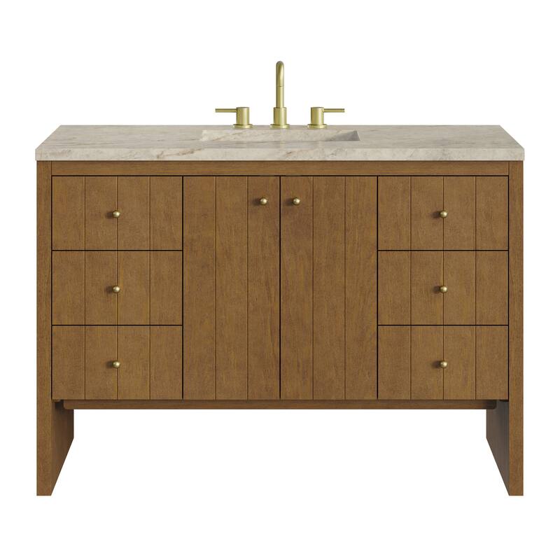 Hudson 48" Single Vanity, w/FreePower Wireless Charger - Honey Oak/Tajnar