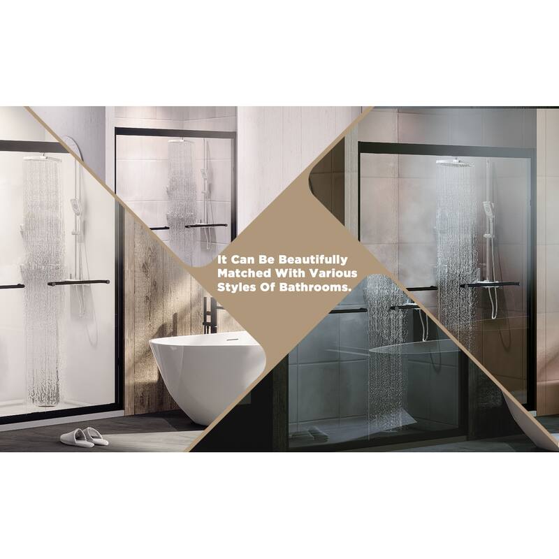 GDFStudio - Alden Adjustable Frameless Double Sliding Shower Door for Modern Bathroom Spaces