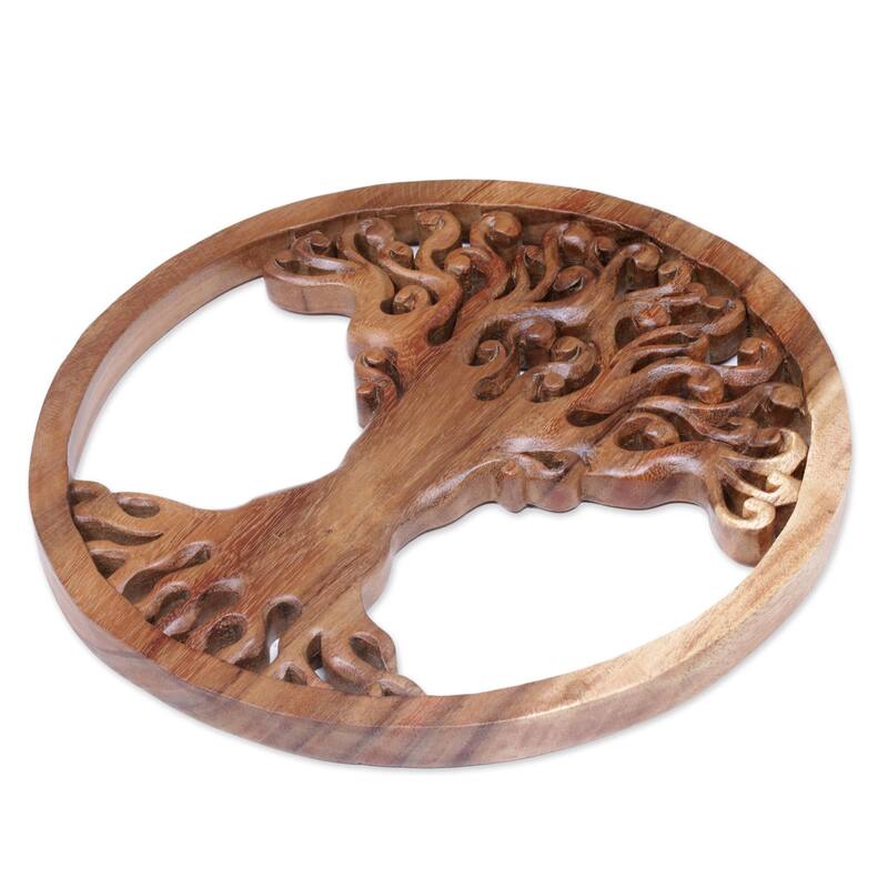 Novica Handmade Tangled Tree Wood Relief Panel