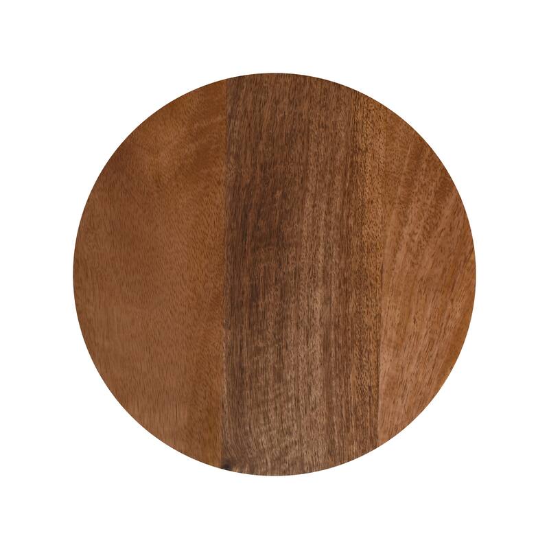 Pinon Modern Marble & Wood Round Drink Table, 10"W x 10"D x 22"H, by Sevita