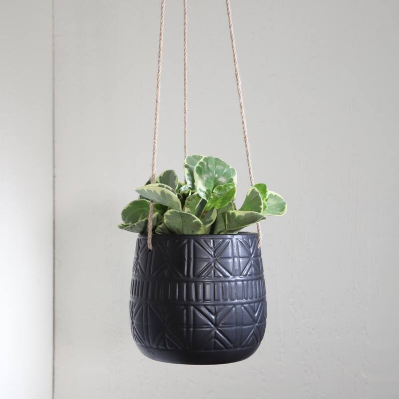 Sagebrook Home Neutral Textured Ceramic Hanging Planter