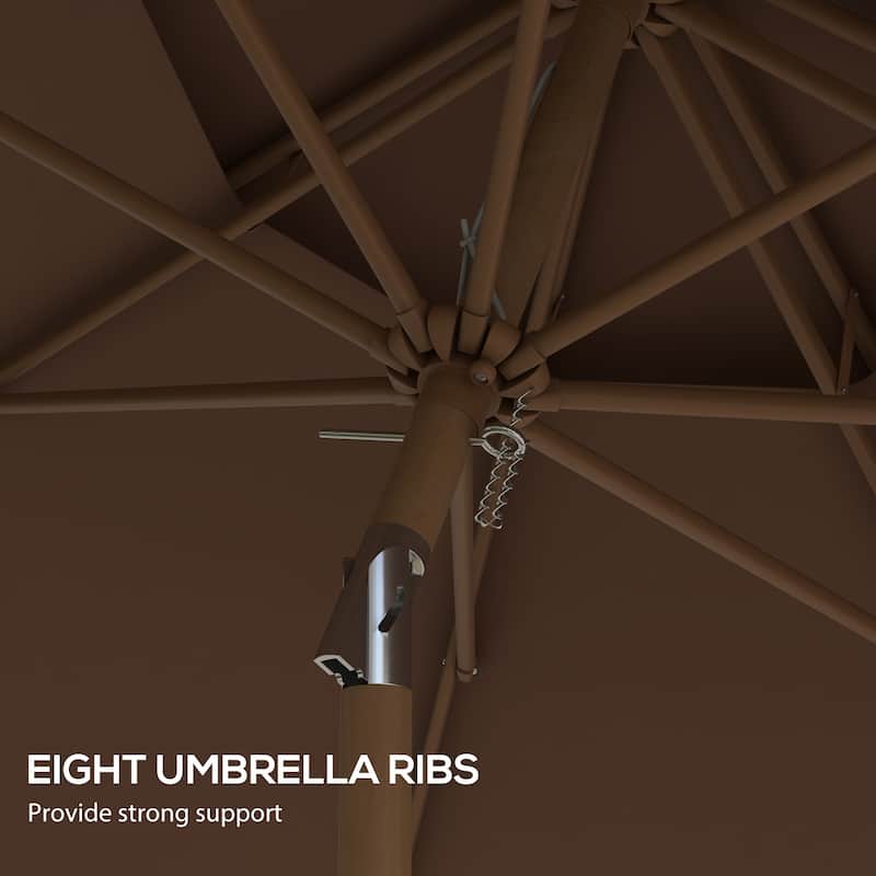 9' Umbrella with Push Button Tilt and Crank,Double Top Ruffled,8 Ribs