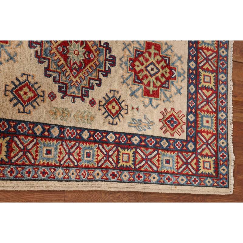 Geometric Kazak Rug Handmade Wool Carpet - 2'10" x 4'3"