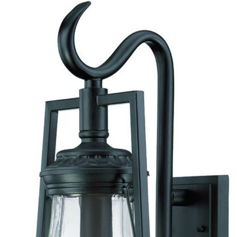 Matte Black Aluminum Outdoor Wall Lantern with Swirled Glass Hardwired LED - 10.25” x 9” x 18.5” (D x W x H)