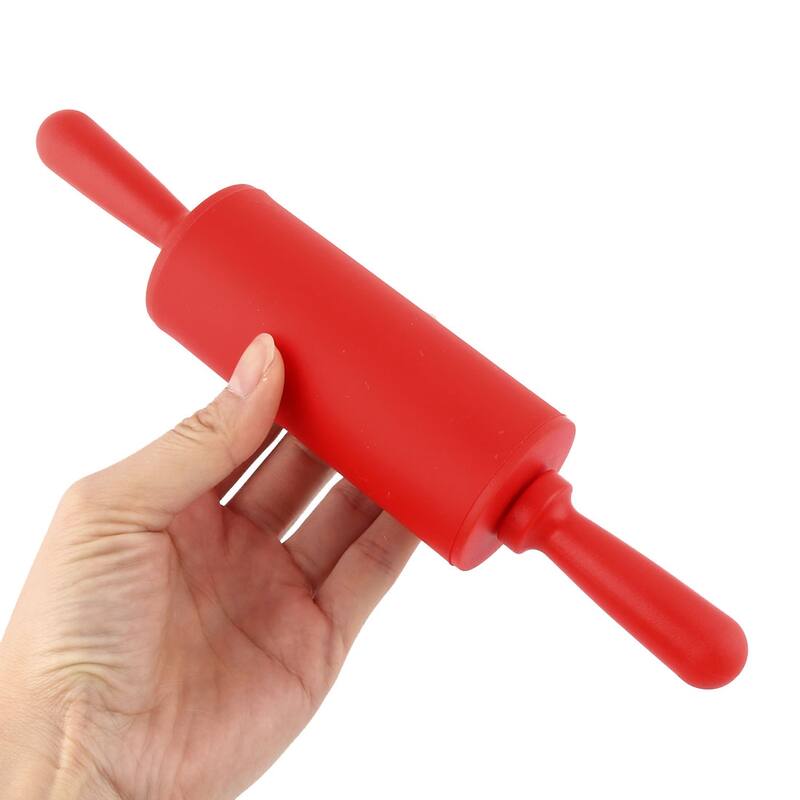 Restaurant Silicone Surface Dumpling Pastry Making Tool Dough Rolling Pin Red